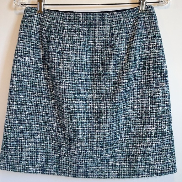 LOfT Blue White & Green Textured Pencil Skirt Women’s Size 0 - Picture 4 of 8